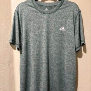 adidas Mens Large Green Heather Athletic Performance T Shirt Short Sleeve